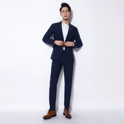 Kawasawa Yinglun phong cách phù hợp với màu xanh phù hợp với trang phục nam chính thức mùa thu Hàn Quốc của bộ đồ mỏng nam hai bộ