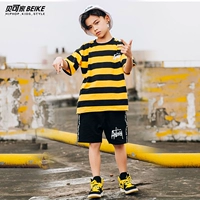 Quần áo trẻ em hiphop Hàn Quốc mùa hè lỏng lẻo Trang phục hip-hop ngắn tay trẻ em phù hợp với điệu nhảy đường phố đồ bé trai
