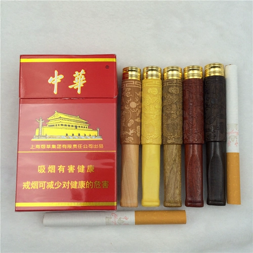 Натуральный сплошной деревянный сигаретный фильтр хрончо можно очистить до резных черно -красных сандаловых скал Сянглон