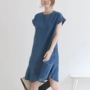 L37 Sản phẩm mới của phụ nữ Hàn Quốc Sản phẩm mới lá sen trơn trơn lụa denim lỏng lẻo mùa hè đơn giản - Sản phẩm HOT váy đi đám cưới