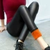 Mùa thu đông cao eo cộng với quần nhung da phụ nữ mặc bó sát da legging giả da mùa đông dày chân ấm quần rộng size Cộng với kích thước quần áo